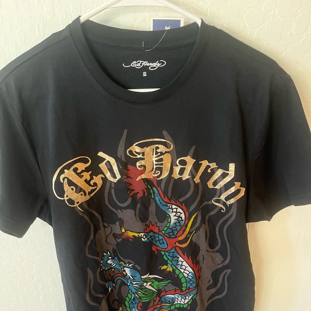 Ed Hardy Black Graphic T-Shirt small